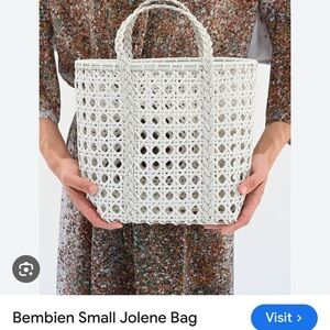 NWT Bembien small Jolene tote bag woven plastic purse white pearl